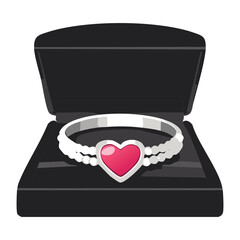 Silver Bracelet Pink Heart Box