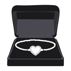 Pearl Bracelet Heart Black Box