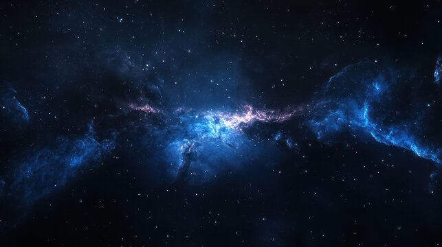 A cosmic vista showcasing nebulae, celestial bodies, and vast, inky blackness