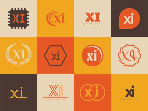 XI logo company template. Letter x and i logotype. Set different classic serif lettering and modern bold text with design elements. Initial font typography. - Powered by Adobe
