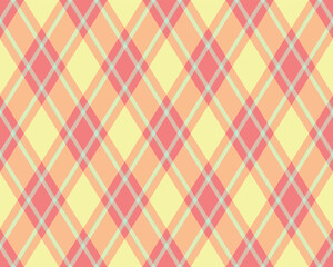Delightful pastel plaid pattern in soft peach and lemon yellow.  Perfect for backgrounds, textiles, or packaging design.  Evokes feelings of spring, warmth, and gentle optimism.