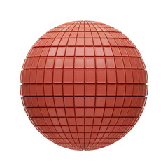 3d rendered red geometric sphere made of square tiles isolated on white background