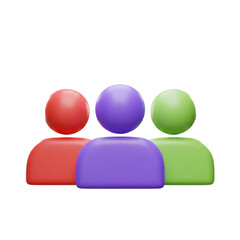 3D Rendered Icon of Three Diverse People Representing Community and Collaboration