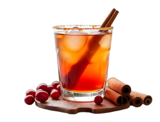 Winter themed cocktail series with cinnamon cranberries and warm tones white backdrop