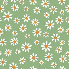 Seamless pattern with daisy. Floral vector illustration. It can be used for wallpapers, cards, patterns for clothes and other. 