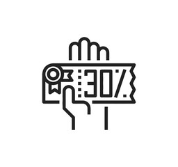 Discount set of web icons in line style. Shopping and e-commerce linear icon collection. Containing label, price tag, coupon, sale promotion, offer, credit, price card and more