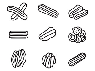 Churros Outline Style Vector Art