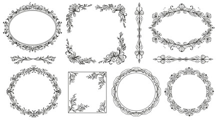 Obraz premium Hand-drawn decorative frames