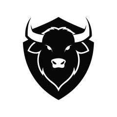 Buffalo head silhouette for nature inspired strong identity designs vector illustration.