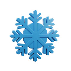 3D rendering of a blue snowflake against a white background for winter themes