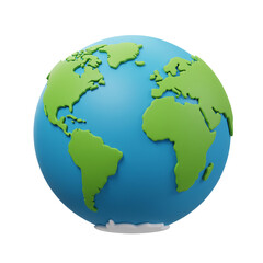 Naklejka premium 3D Render of the Earth Globe Showing Continents, Ocean, and Atmosphere in Isolated White