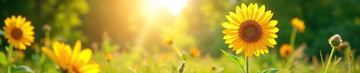 Obraz premium A vibrant summer scene featuring a playful pose against a backdrop of lush greenery and bright sunlight Perfect for vintage, retro, or summer-themed projects , outdoors, sun