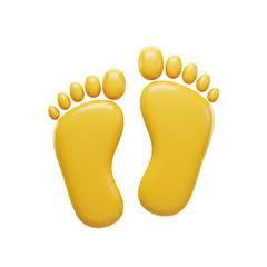 3D rendered illustration of two yellow footprints, isolated on a white background design