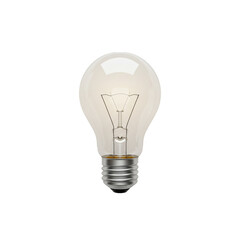 Realistic 3D illustration of a glowing incandescent light bulb on a white background