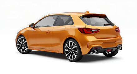 Obraz premium Compact Orange Hatchback Rear View with Modern Style