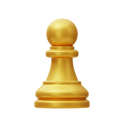Elegant Golden Pawn Illustration: A High-Quality 3D Rendering Isolated on White Background