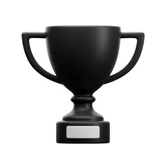 Black trophy cup illustration on white background, symbol of achievement and success