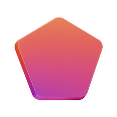 3D Rendered Geometric Pentagon Shape in Vibrant Gradient Colors on White Background