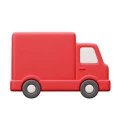 3d illustration of a red delivery truck isolated on a white background for logistics