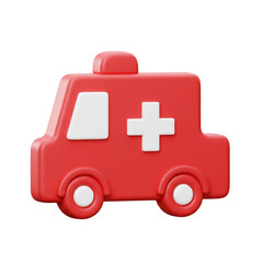 3D rendered illustration of a red ambulance icon, perfect for medical and emergency services