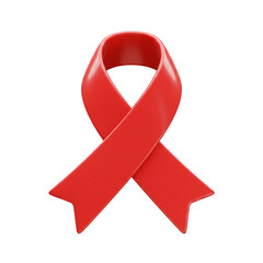 3D Render of a Red Ribbon Symbolizing AIDS Awareness and Support on White Background