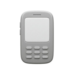 3D render of a minimalist cartoon smartphone with a blank screen in a gray color