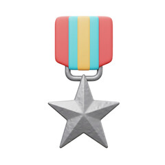 3D Render of a Star Medal with Colorful Ribbon, Perfect for Awards and Achievements