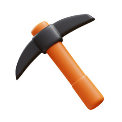 3D rendered illustration of a pickaxe, tool for mining, digging, and construction works