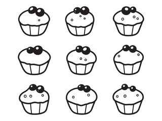 Cranberry Orange Muffins Ultra Minimalist 2D Line Art