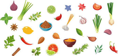 A vibrant collection of diverse herbs and spices