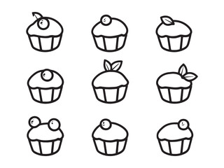 Cranberry Orange Muffins Ultra Minimalist 2D Line Art