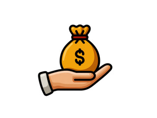 Money in Hand: A hand gently holds a bag of money, symbolizing financial security, investment, or a successful business venture.