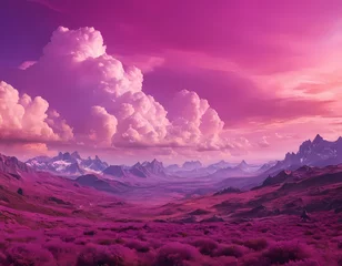 Selbstklebende Fototapeten Abstract fantasy landscape pink background, colorful purple pink clouds aesthetic background, pink clouds over the  sky © Faheem