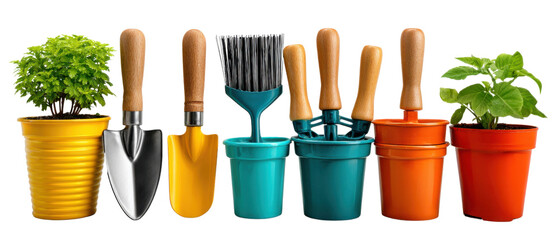 gardening tools and plants