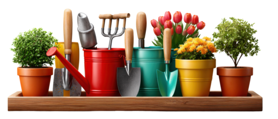 gardening tools and flower