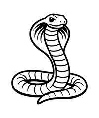 Fototapeta premium Cobra Snake Illustration of Frontal View in Detailed Black and White Outline Line Art Drawing