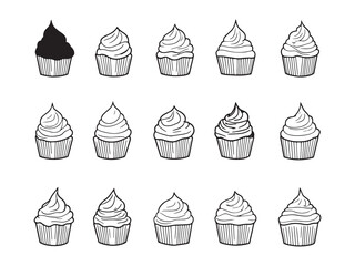 Cupcake Frosting Minimalist Line Drawing