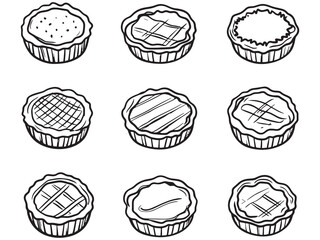 Simple Custard Pie Line Drawing Illustration
