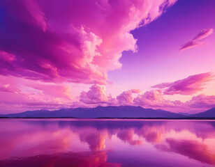 Abstract fantasy landscape pink background, colorful purple pink clouds aesthetic background, pink clouds over the  sky