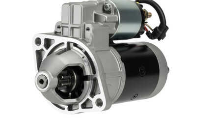 Naklejka premium Automotive starter silver and black engine part