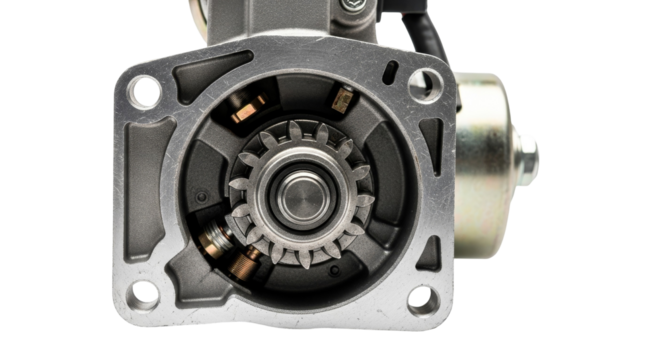 Automotive starter motor gears closeup