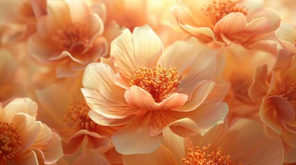 Fototapeta premium Soft peach blossoms in sunlight
