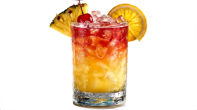 Refreshing Mai Tai Cocktail with Pineapple and Orange Garnish