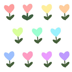 하트꽃 심플한 모던한 벡터