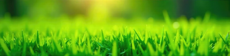 Obraz premium Lush, vibrant green grass, freshly cut and glistening with morning dew Perfect for nature, spring, or environmental themes , meadow, growth, botany