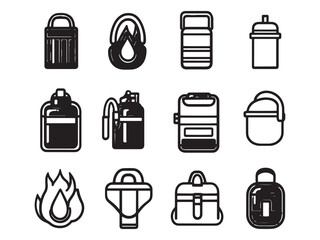 Clean Line Art Icons for Fire Safety Kit