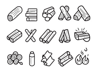 Stacked Firewood Minimalist Line Illustration