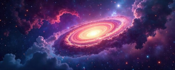 Vast cosmic expanse, swirling nebulae and distant galaxies conveying a sense of awe and mystery, hinting at the universe's untold stories , light years, nebula