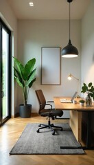 Serene office space with calming decor, ideal for mindful meditation and corporate wellness programs Perfect for promoting stress reduction and improved focus in the workplace , sanctuary, growth