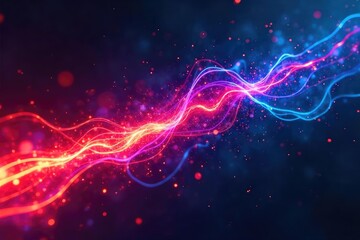 Fototapeta premium Vibrant, energized, electric hues illuminate a dark, abstract background Perfect for energy, technology, and vibrant design concepts Bold, striking, and full of dynamic movement , energy, tints, dark